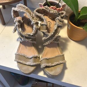 Tan candies wedge heels